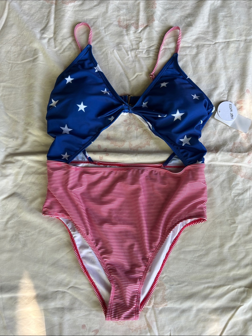NWT American patriotic red white and blue size XL one piece bathing suit